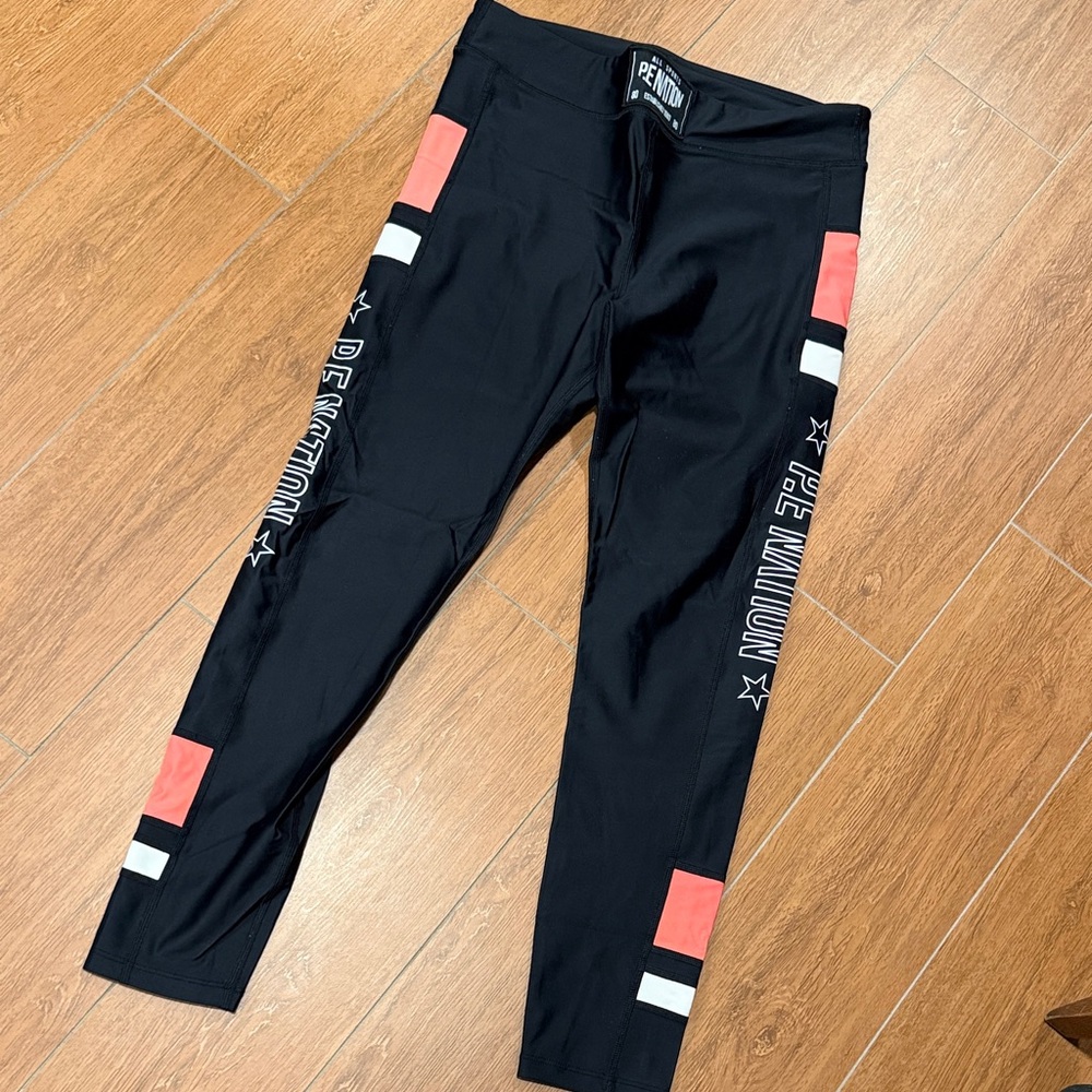 P.E Nation Black and Coral Kids Leggings